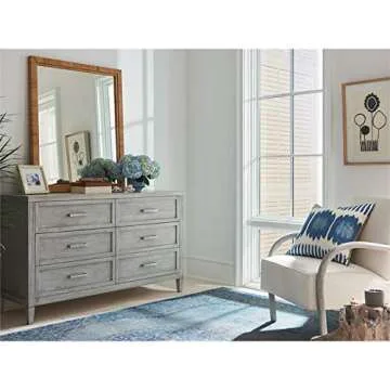 Coastal Living Escape Long Key Accent Mirror in Woven Rattan Wood Frame Surrounding