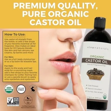 Organic Castor Oil for Hair and Skin - Viva Naturals 16 fl oz