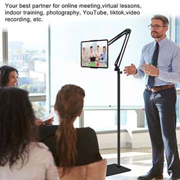 ASWINN Tablet Floor Stand, Adjustable Universal 360-degree Rotatable Metal Tablet Holder, Compatible...