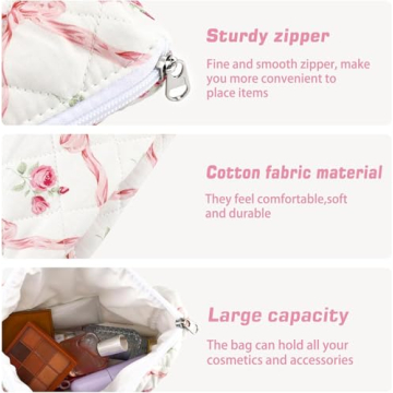 URSKYTOUS 3Pcs Cotton Makeup Bag Set for Women