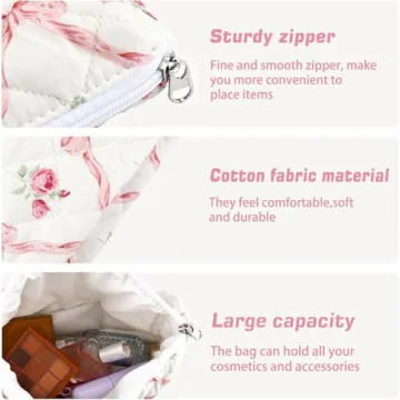 URSKYTOUS 3Pcs Cotton Makeup Bag Set for Women