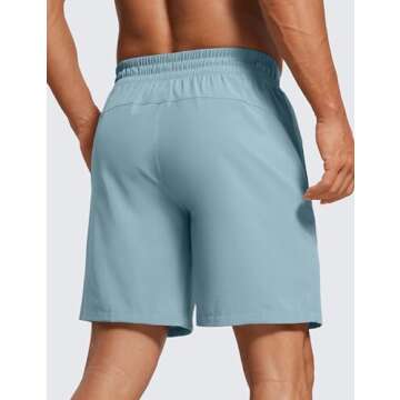 CRZ YOGA Men's Linerless Workout Shorts - 7'' Quick Dry for Running Sports Athletic Gym with Pockets...