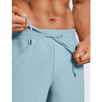 CRZ YOGA Men's Linerless Workout Shorts - Light Grayish Blue