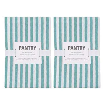 KAF Home Premium Kitchen Towels (18" x 28"), Large 100% Cotton, Flat & Terry Absorbent Dish Towel Set (Teal, 6 Pack)