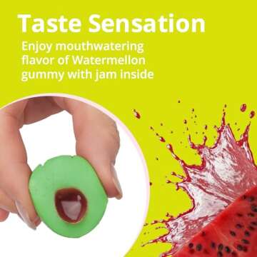 Gummy Candy - Watermelon Candy Filled with Watermelon Jam - 17 Pcs Individually Wrapped Chewy Candy Gummies in Jar - 1.18 Inches Big Fun Candy - Easter Egg Candy