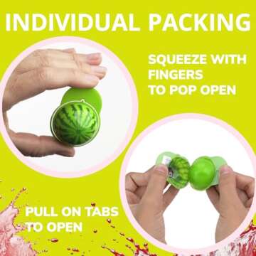 Gummy Candy - Watermelon Candy Filled with Watermelon Jam - 17 Pcs Individually Wrapped Chewy Candy Gummies in Jar - 1.18 Inches Big Fun Candy - Easter Egg Candy