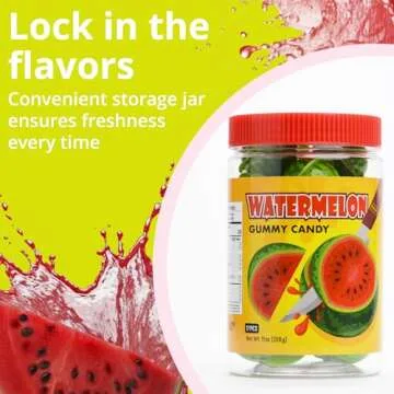 Gummy Candy - Watermelon Candy Filled with Watermelon Jam - 17 Pcs Individually Wrapped Chewy Candy Gummies in Jar - 1.18 Inches Big Fun Candy - Easter Egg Candy