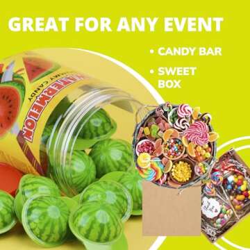 Gummy Candy - Watermelon Candy Filled with Watermelon Jam - 17 Pcs Individually Wrapped Chewy Candy Gummies in Jar - 1.18 Inches Big Fun Candy - Easter Egg Candy