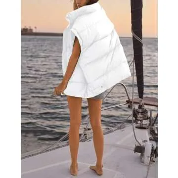 Lingswallow Womens Puffer Vest Oversized Puffer Jacket Coat Outerwear Sleeveless Stand Collar Vest for Women 2024 Trendy