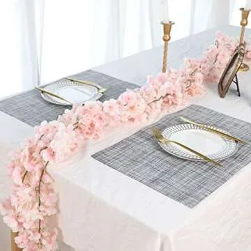 CEWOR 6pcs Artificial Cherry Blossom Flower Vines Fake Flowers for Outdoors Hanging Silk Flowers Garland for Wedding Party Home Japanese Kawaii Decor