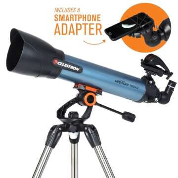Celestron Inspire 100AZ Refractor Telescope, Battery Powered