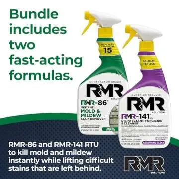 RMR Brands Complete Mold Killer & Stain Remover Bundle - Mold and Mildew Prevention Kit, Disinfectant Spray, Includes 2-32 Ounce Bottles