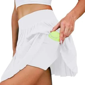 DLOODA Women's Pleated Tennis Skirt with Pocket Shorts - Comfortable High-Waisted Skort for Active L...