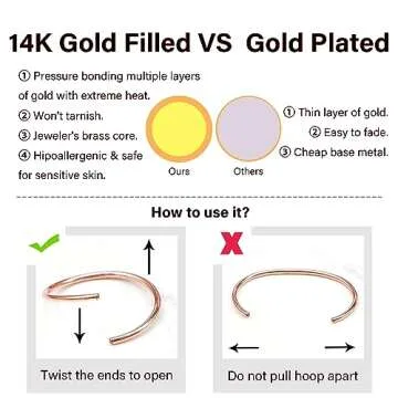 14K Gold Filled Nose Rings for Sensitive Skin, Handmade