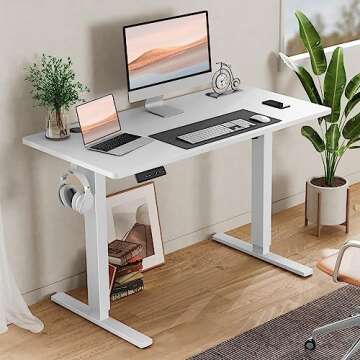 SMUG Electric Standing Desk, 55 x 24 Inch Ergonomic Adjustable Desk Stand with Memory Preset, Modern...
