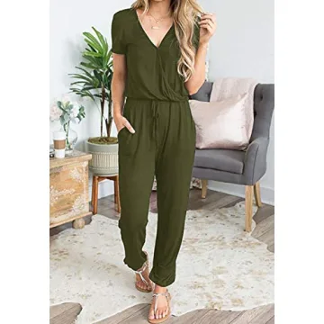 PRETTYGARDEN V Neck Summer Jumpsuit for Women