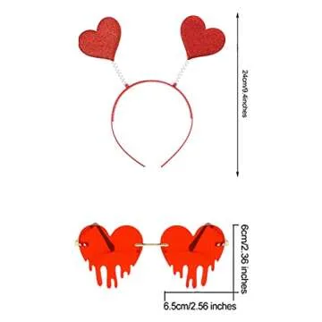 Glynisyz Halloween Cupid Costume Accessories for Women, Cupid Heart Headband Bopper and Heart Sunglasses for Party Props Holiday Costume Accessory