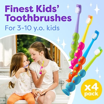 Kids Toothbrush 4 Pack - Fun & Functional Oral Care