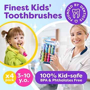 Kids Toothbrush 4 Pack - Fun & Functional Oral Care