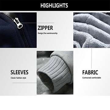 MACHLAB Men's Pullover Winter Workout Fleece Hoodie Jackets Full Zip Wool Warm Thick Coats Red#W02 L