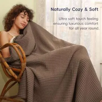 PHF Ultra Soft Waffle Weave Blanket King Size 104"x 90"- Washed Lightweight Breathable Cozy Woven Blanket for Bed - Aesthetic Decor for Couch Bedding Sofa Home Car - Cocoa Brown