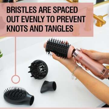 CHI Volumizer 4-in-1 Blowout Brush, Hair Dryer for Smooth, Silky & Shiny Hair, Four Interchangeable Attachments for Versatile Styling, Rose Gold