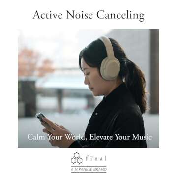 Final UX2000 Bluetooth Wireless Headphones, Hi-Fi Sound Quality, Hybrid Noise Cancelling, Maximum 35...