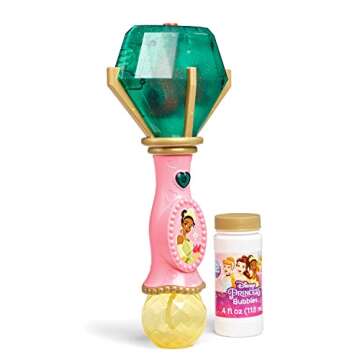 Little Kids Disney Princess and The Frog Tiana Light and Sound Musical Bubble Wand, Includes Bubble Solution, Multi (20522)