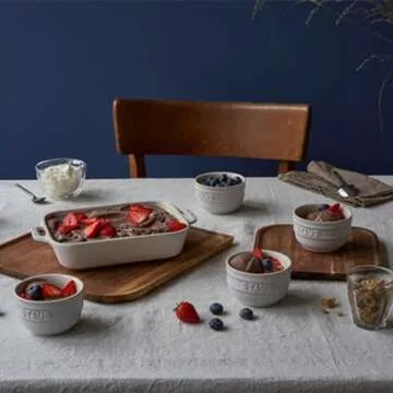 STAUB Ceramics Rectangular Baking Dish Set, 2 pc, Rustic Ivory