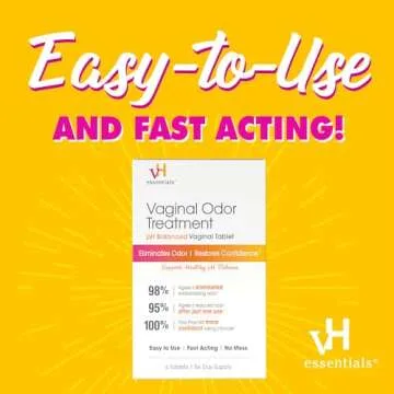 vH essentials Vaginal Odor Treatment - pH Balanced Vaginal Suppositories - 6 Tablets With Applicator, White, (667-06)