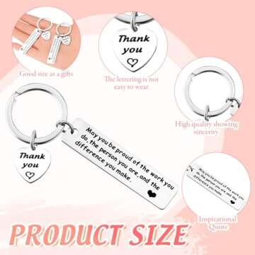 Mumufy 20 Pcs Thank You Gifts Set 16oz Skinny Tumbler with Lid and Straw Inspirational Keychains, Appreciation Gifts with Motivational Quotes for Employees Teachers Coworkers (Bright Color)