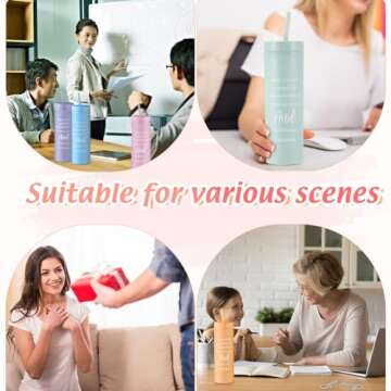 Mumufy 20 Pcs Thank You Gifts Set 16oz Skinny Tumbler with Lid and Straw Inspirational Keychains, Appreciation Gifts with Motivational Quotes for Employees Teachers Coworkers (Bright Color)