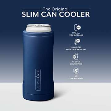 BrüMate Hopsulator Slim Can Cooler Insulated for 12oz Slim Cans | Skinny Can Insulated Stainless St...