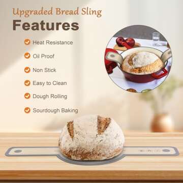 Silicone Bread Sling for Dutch Oven,2 Sizes Set Non-Stick & Odor-Free Bread Baking Mat Set,Anti-slip...