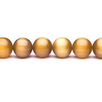 Amber Cat's Eye Beads - Unique Fiber Optic Glass Jewelry Beads (6 Pack)