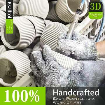 Ksalltol Flower Pot, 6.7/5.7/4.5 Inches, 3 Piece Set, Outdoor/Indoor Flower Pot, Polyethylene 3D Carved Handmade, Black