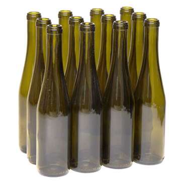 North Mountain Supply - W17-AG 375ml Glass Stretch Hock Wine Bottle Flat-Bottomed Cork Finish - Case...