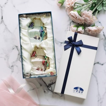 BTaT Floral Glass Tea Cups with Lids - Set of 2