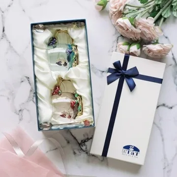 BTaT Floral Glass Tea Cups with Lids - Set of 2