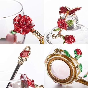 BTaT Floral Glass Tea Cups with Lids - Set of 2