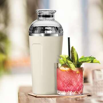 OGGI Groove Insulated Cocktail Shaker-16oz Double Wall Vacuum Insulated Stainless Steel Shaker, Tritan Lid has Built In Strainer, Ideal Cocktail Mixer, Martini Shaker, Margarita Shaker, Charcoal