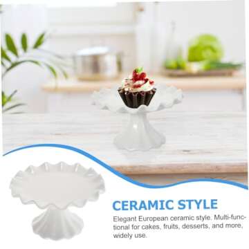 Zerodeko Decor for Kitchen House Party Cupcake Holder Fruit Basket Cake Stand Dessert Display Stand Small Fruit Bowl Food Fruit Tray Fruit Container Candy Plate Tall Plate Ceramics White