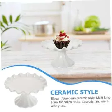 Zerodeko Decor for Kitchen House Party Cupcake Holder Fruit Basket Cake Stand Dessert Display Stand Small Fruit Bowl Food Fruit Tray Fruit Container Candy Plate Tall Plate Ceramics White