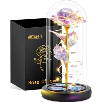 Otlonpe Glass Rose Flower Gift for Women