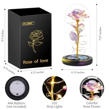 Otlonpe Glass Rose Flower Gift for Women