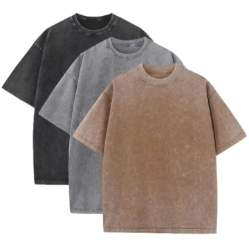 Men's Oversized Heavy Cotton Summer T-Shirts - Vintage Tee (3 Pcs)