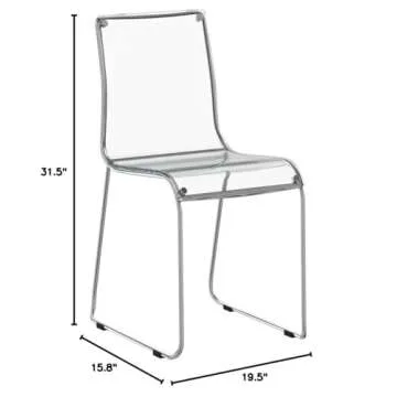 Baxton Studio Lino Transparent Clear Acrylic Dining Chair, Set of 2, Clear