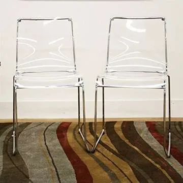 Baxton Studio Lino Transparent Clear Acrylic Dining Chair, Set of 2, Clear