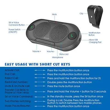 Besign BK06 Bluetooth 5.0 Car Kit - Handsfree & Motion Sensor
