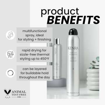 Kenra Fast Dry Hairspray 8 | Flexible Hold Thermal Spray | Multifunctional Spray, Ideal For Both Sty...